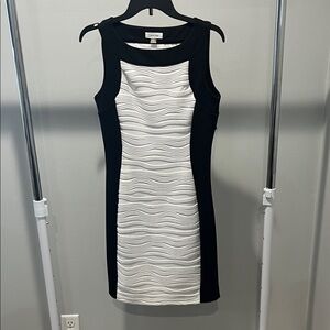 Calvin Klein Black and White Textured Mini Dress